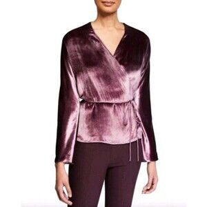 Vince Panne Velvet Wrap Top Blouse Violet Size Small